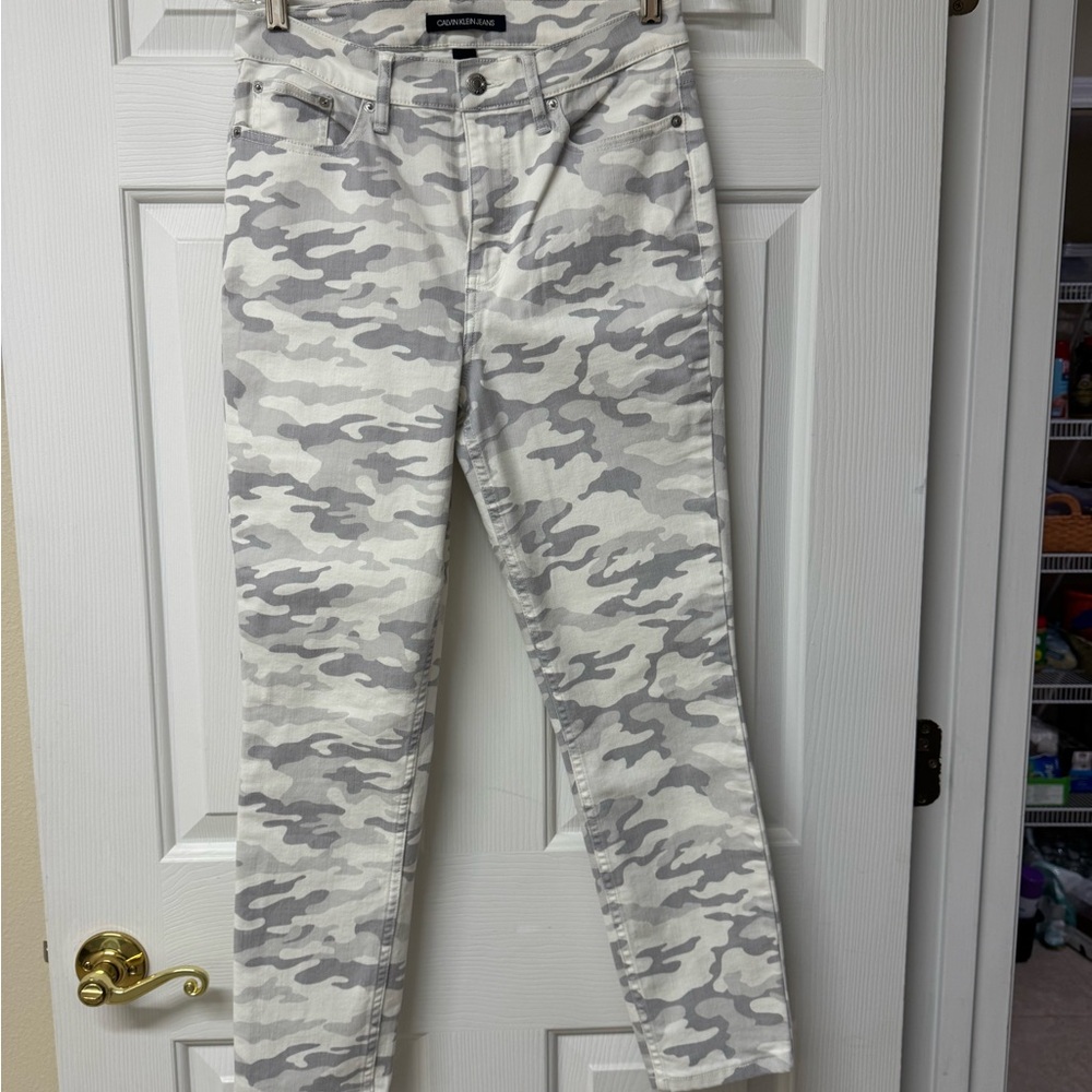 Calvin Klein Gray Camo Skinny Jeans